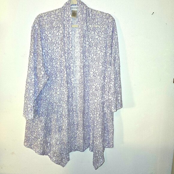 Draper's & Damon's Purple and White Lace Coverup / Over Piece / Jacket Size 2X - Picture 1 of 8